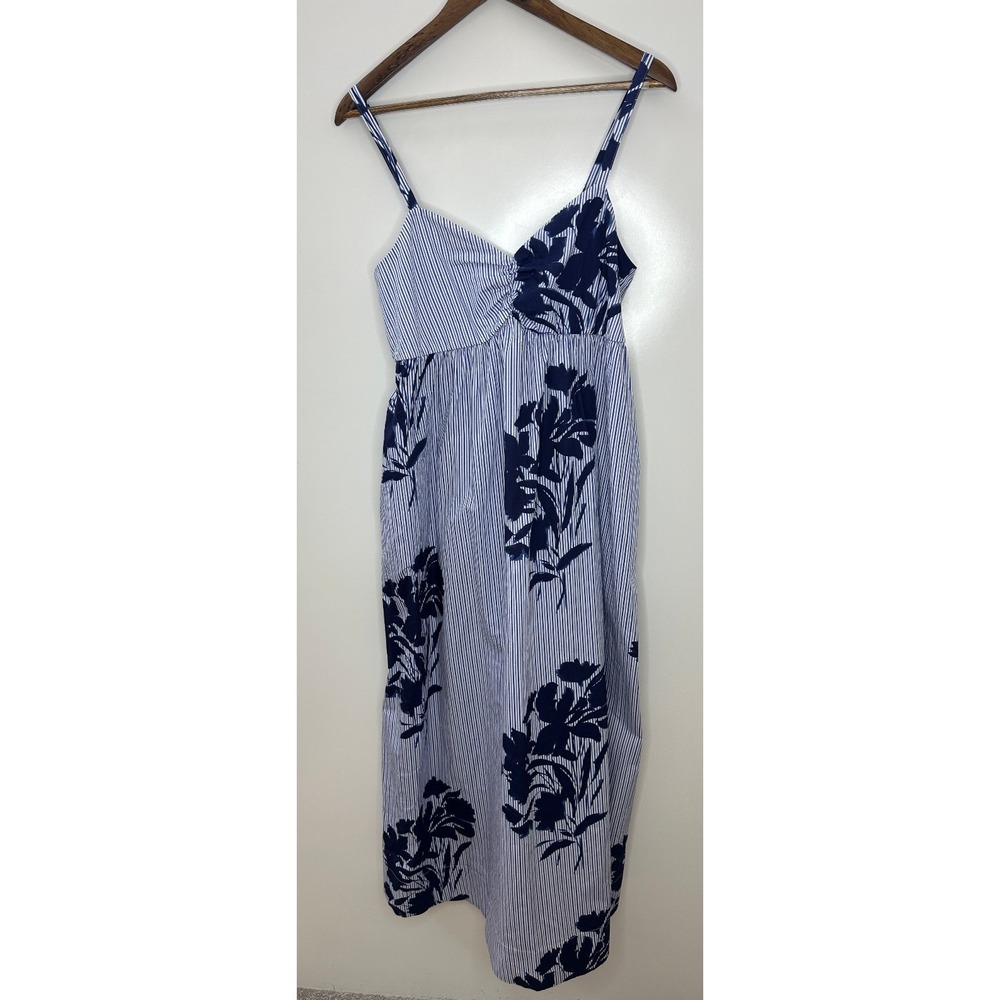 NWT Abercrombie & Fitch Sweetheart Babydoll Maxi Dress Blue Floral Striped M Med - Picture 12 of 12